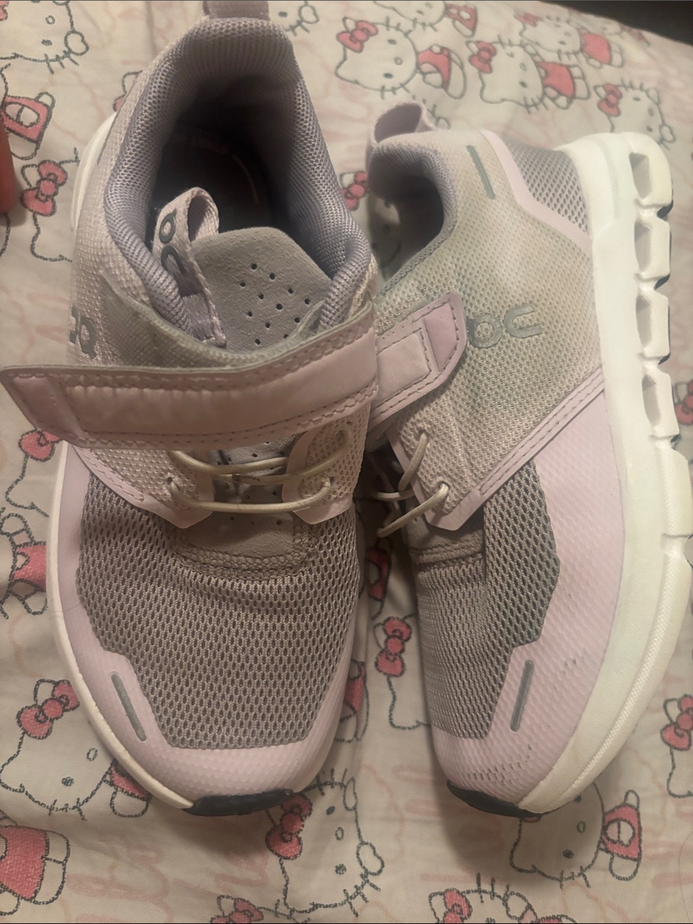 Kids' Pink and Light Gray Athletic Sneakers with Easy Hook-and-Loop Closure